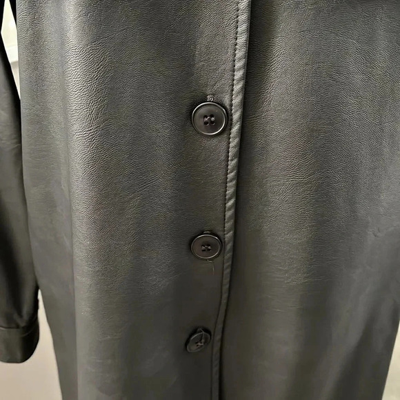 BRIAN BAILEY Faux Leather Dress Shacket Lined with Tie Belt, Size M - Picture 4 of 8